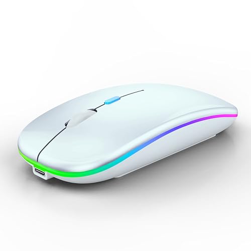 WREANU Wireless Bluetooth Mouse, Rechargeable Laptop Mice,White - color: White Wireless Bluetooth Mouse
