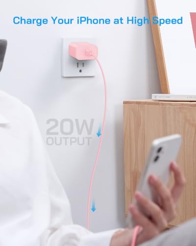 AISNI Fast Charging for iPhone 14/13/12 Fast Charger with 6 FT Long Cable - color: Light Pink