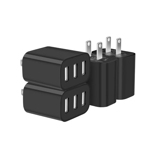 3 USB A Ports Charger Block,YTFCYIKBG Cell Phone wall Chargers,USB Cube - color: black