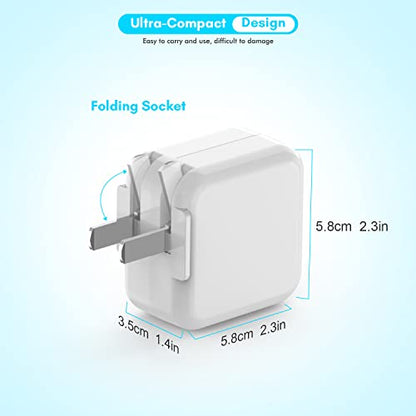 [3 Pack] iPad Charger, iPhone Charger 【MFi Certified】 Long Lightning Cable 10 Foot Lightning Charging Cord with 12W Wall Foldable Block Portable Travel Plug Charging for iPad/iPadMini/iPadAir, iPhone