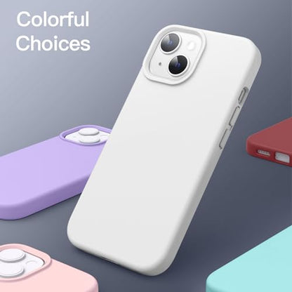 JETech Silicone Case for iPhone 14, White | Silky Soft Touch, Shockproof Protection, Scratch Resistant, Microfiber Lining - color: White, size: iPhone 14