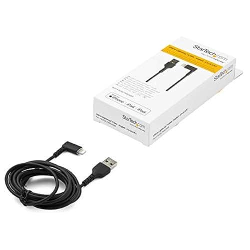 StarTech 6.5ft/2m Angled USB-A to Lightning Cable, Black (RUSBLTMM2MBR) - color: Black, size: 2m