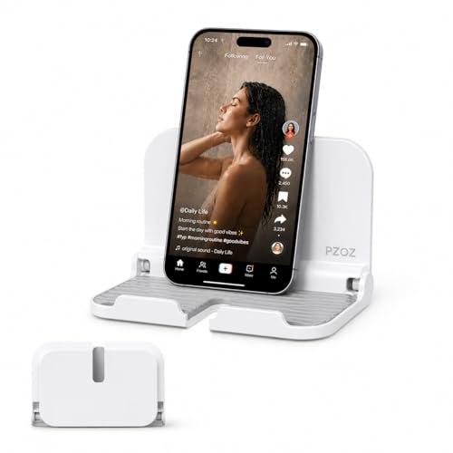 pzoz Foldable Wall Phone Holder, Adhesive Phone & Tablet Wall Mount Stand
