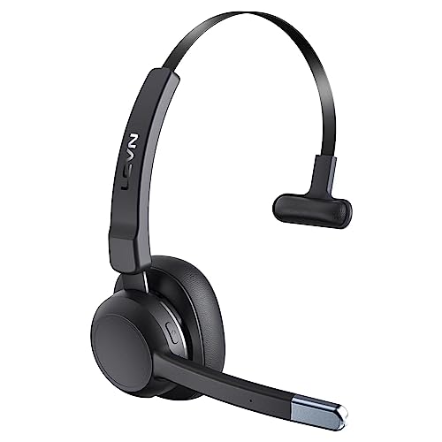 LEVN Trucker Headset, Trucker Bluetooth Headset with Noise Cancelling Microphone & Mute Button, Bluetooth Headsets V5.2 Multipoint for Work from Home/Cell Phone/Computer/Zoom/Teams/Truck Driver