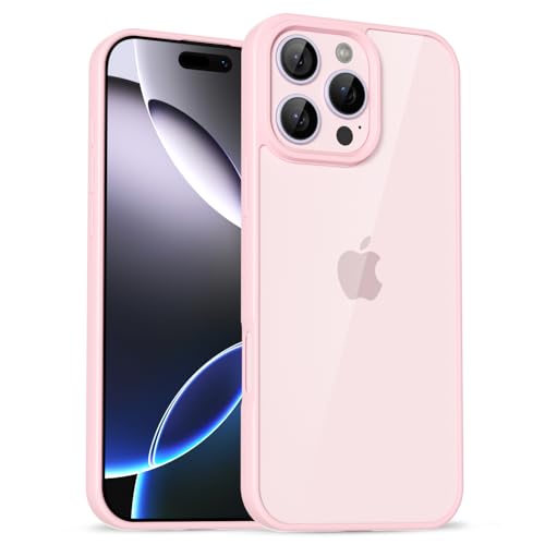 for iPhone 16 Pro Max Case Clear, Cute Transparent 16 Pro Max Phone Case Hard Shell & Soft Silicone Bumper & Clear Back, Acrylic Plastic TPU Non Yellowing Phone Cover for Women, Light Pink - color: Light Pink, size: 16 Pro Max