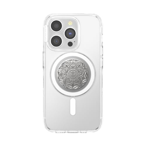 PopSockets Phone Grip for MagSafe, Magnetic Holder- Mandala Silver - color: Mandala, style: MagSafe