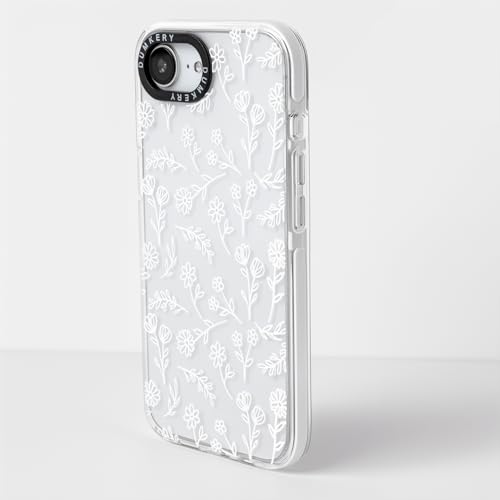 Dumkery Cute White Flowers Case Compatible with iPhone 16e, Floral Aesthetic Pattern, Soft TPU Full Body Protection Shockproof Clear Cases Cover for Girls Women - size: iPhone 16e
