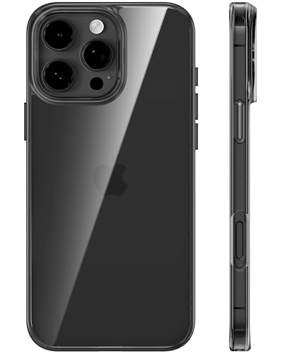 TORRAS Crystal Clear for iPhone 16 Pro Max Case, [Anti-Yellowing][Military-Grade Protection], Slim Translucent Anti-Scratch Back, Soft Bumper, Non-Slip Protective Phone Cover, Translucent Black 6.9" - color: Clear Black, size: for iPhone 16 Pro Max