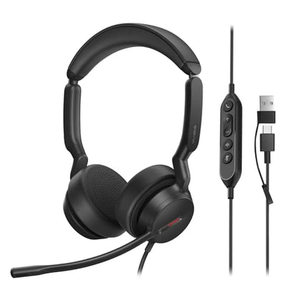 Yealink UH44 Wired USB Headset for Work, USB-C/A, 2 Noise-Canceling Mics