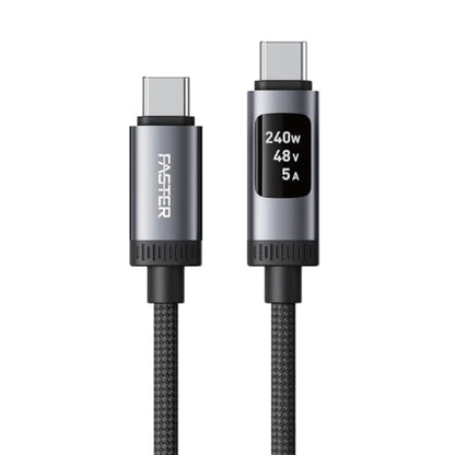 FASTER D8 USB-C to USB-C Cable with Real-time OLED Power Display, 3.9 ft