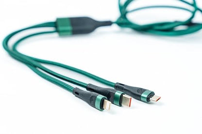M.A.D LAB 100W USB-C Multi Charging Cable, 3-in-1 Nylon Braided, 4.3 ft