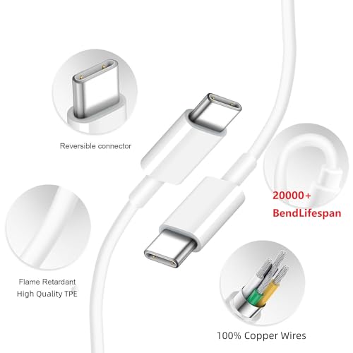 15FT USB C Cable 2 Pack, USB C to USB C Charging Cable 60W Fast Charge - color: Off White, size: 15FT