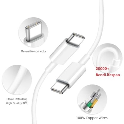 15FT USB C Cable 2 Pack, USB C to USB C Charging Cable 60W Fast Charge - color: Off White, size: 15FT