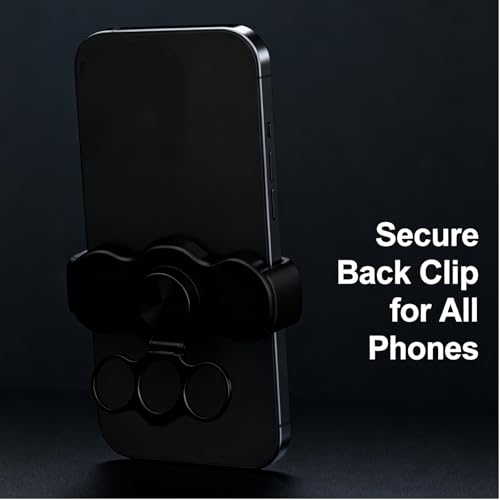 Dual-Ring Three-Finger Back Clip Holder, Magnetic Multipurpose Foldable Phone Grip Holder, 360 Rotation Phone Ring Holder Finger Kickstand, for Car (2pcs Black)
