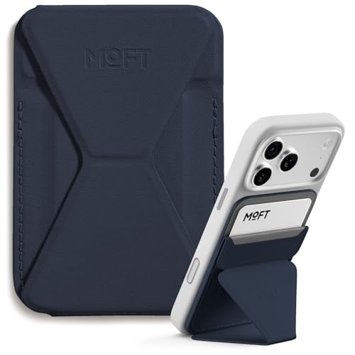 MOFT Magnetic Wallet Stand Compatible with iPhone 17/16/15/14/13/12 Series, Angle Adjustment & Magsafe Compatible MOVAS Phone Stand,Navy Blue - color: Navy Blue, size: Standard