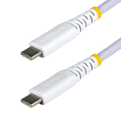 StarTech 1ft/30cm USB-C to USB-C Braided Charging Cable, White (USB2CC1FTNC - color: White, size: 1 ft, style: 1 pk
