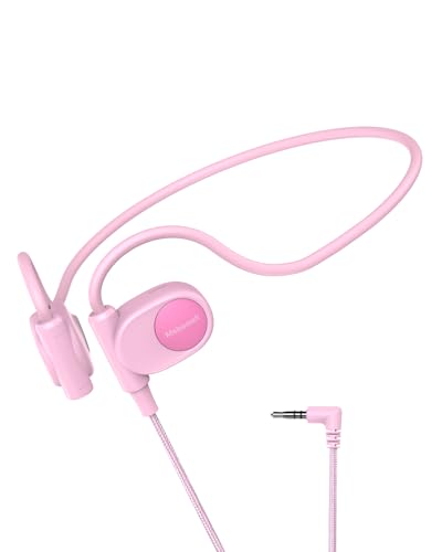 Mehomeli Kid Headphones, Air Conduction Open Ear Headphones, 3.5mm Jack - color: Pink
