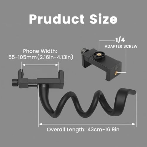 Flexible Phone Holder for Treadmill, Portable Gooseneck 16.9” Long Arm