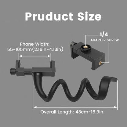 Flexible Phone Holder for Treadmill, Portable Gooseneck 16.9” Long Arm