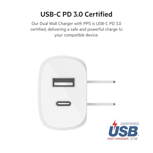 Belkin 37W USB C and USB A Charger Block, USB C to Lightning Cable - style: Dual USB-C & A Port with C-Lightning Cable