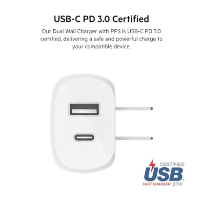 Belkin 37W USB C and USB A Charger Block, USB C to Lightning Cable - style: Dual USB-C & A Port with C-Lightning Cable
