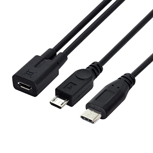 chenyang Micro USB Y Splitter Cable,Micro USB 1 to 2 USB C/Micro USB Charging Extension Cable Supports Charging Two Devices at The Same Time - style: Micro USB to USB C ＆ Micro USB