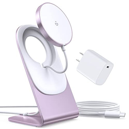 Magnetic Wireless Charger Stand + Charging Pad for iPhone Duo/18-12 Series - color: Pink