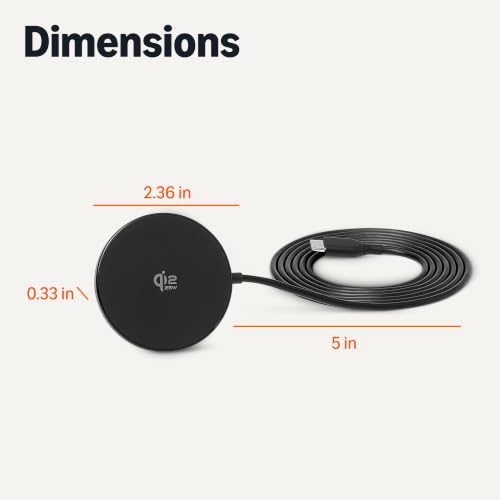 Amazon Basics 25W Qi2.2 Certified Wireless Charging Pad, MagSafe Compatible for iPhone 17/16/15/14/13/12, Magnetic Compatible for Android, Google Smartphones, Black (Adapter Not Included) - color: Black