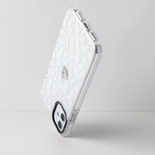 Dumkery Cute White Flowers Case Compatible with iPhone 11 Clear Case, Floral Aesthetic Pattern, Soft TPU Full Body Protection Shockproof Slim Cases Cover for Girls Women - size: iPhone 11