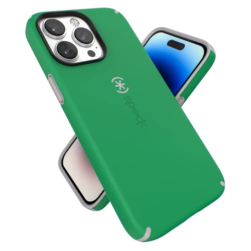 Speck iPhone 14 Pro Max Case - Slim, Drop Protection, Scratch Resistant, Soft Touch, Dual Layer, Renew Green/Sweater Grey CandyShell Pro - color: Renew Green/Sweater Grey
