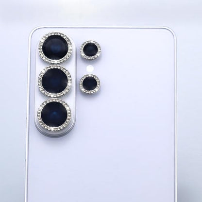 for Samsung Galaxy S26 Ultra Camera Lens Protector, Bling Diamond Metal Ring Tempered Glass Lens Cover, Sparkly Rhinestone Accessories (Silver) - color: Silver