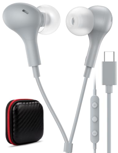 USB C Headphone for Samsung S26 S25 FE S24 A16 A17 Z Wired Earbuds Magnetic - color: Grey