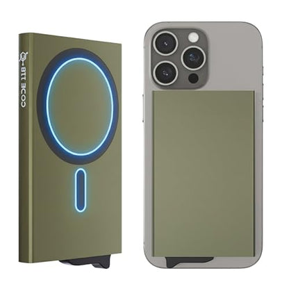 CODE 118 Wallet for Men - Slim Minimalist Aluminum Magnetic Card Holder - RFID Blocking Front Pocket Mag Safe Wallet with Strong Magnet Attachment (Military Green) - color: Military Green