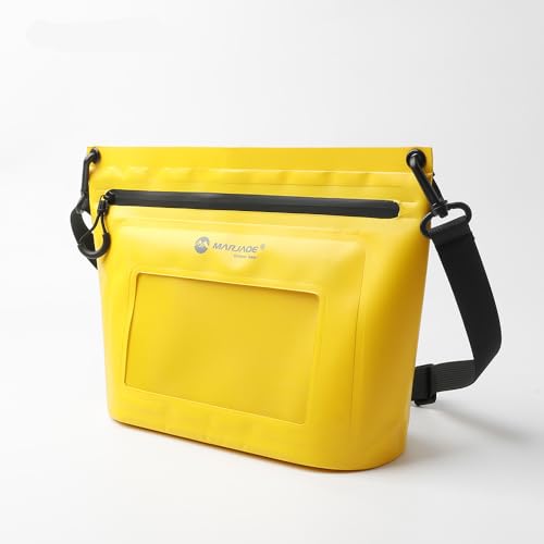 IPX7 Waterproof Bag with Touchscreen Phone Pocket,Floating Airtight Shoulder Bag for Swimming,Rafting,Cycling,Hiking - color: yellow