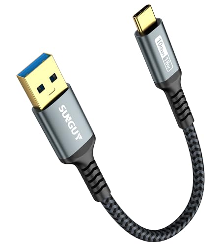 SUNGUY 10Gbps Android Auto USB Cable 6 inch, 3A USB C 3.1 Gen2 Cable Data Transfer, USB C CarPlay Cable Fast Charging for iPhone 17/16/15 Series, Samsung Galaxy S25 S24 Ultra, Pixel - color: Grey, size: 0.5FT