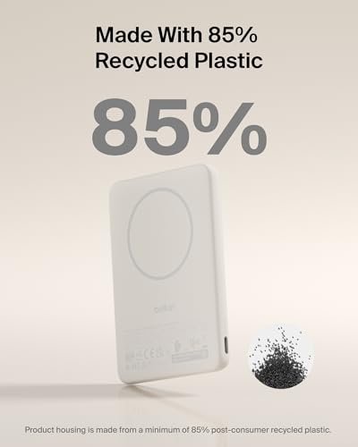 Belkin 5K 15W Qi2 MagSafe Power Bank with USB C Cable for iPhone 17 & More - color: Sand