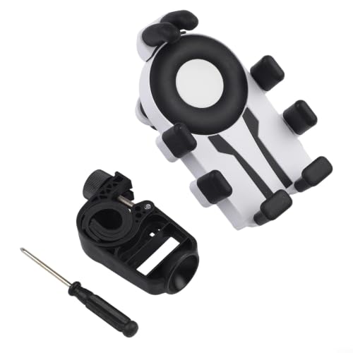 FABULETTA Shockproof Bike Phone Mount with Air Cushion Vibration Dampener, Eight Claw Anti Shake Grip, 360 Degree Rotating Phone Stand for Motorcycle Handlebar(Black White) - color: Black White