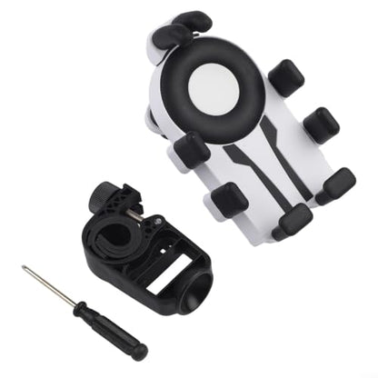 FABULETTA Shockproof Bike Phone Mount with Air Cushion Vibration Dampener, Eight Claw Anti Shake Grip, 360 Degree Rotating Phone Stand for Motorcycle Handlebar(Black White) - color: Black White