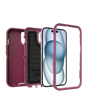 OtterBox iPhone 17e & iPhone 16e (Only) - Defender Series Case - Foxberry (Pink) - Screenless - Rugged & Durable - with Port Protection - Holster Clip Includes - Microbial Defense Protection - color: Foxberry (Pink), style: Non-MagSafe