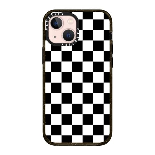 CASETiFY for iPhone 13 Mini Case - Impact | Slim Fit | 6.6 ft. Drop Protection | Black White Check Checkerboard Chess Board Two Tone Ska Pattern | Black - color: Black White Check Checkerboard, size: Iphone 13 Mini (5.4")