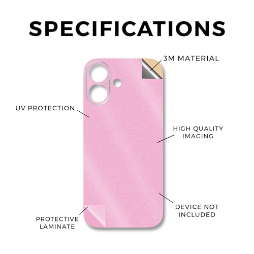 Glossy Glitter Phone Skin Compatible with Apple iPhone 17 - Solid Pink - Premium 3M Vinyl Protective Wrap Decal Cover - Easy to Apply | Crafted in The USA by MightySkins - color: Solid Pink, size: iPhone 17 (Back Wrap), style: Glossy Glitter Finish