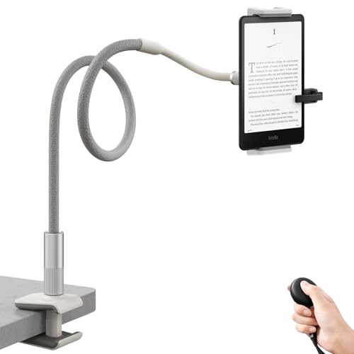 SAIJI 39.3" Gooseneck Kindle Holder with Long Battery Remote Page Turner - color: Grey