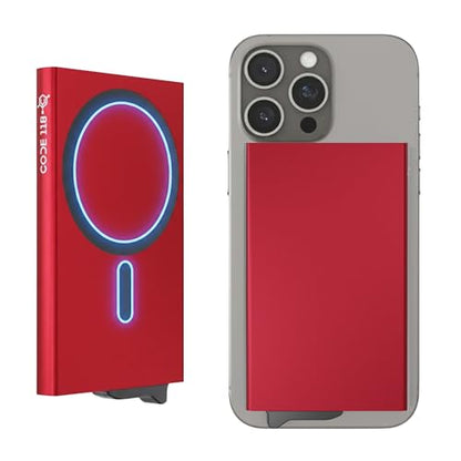 CODE 118 Wallet for Men - Slim Minimalist Aluminum Magnetic Card Holder - RFID Blocking Front Pocket Mag Safe Wallet with Strong Magnet Attachment (Thermal Red) - color: Thermal Red