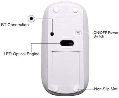Tsmine Bluetooth Wireless Mouse - Slim Rechargeable, Noiseless Click & 3 Adjustable DPI Levels for Laptop, Tablet, iMac, MacBook Air - White - color: White