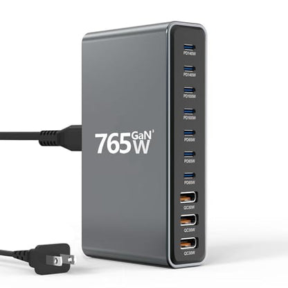 765W 10-Port GaN 3 Desktop Charging Station for Phones, Tablets, Laptops, Smartwatches & Earphones - Home, Office & Travel Compatible - size: 765WGaN3