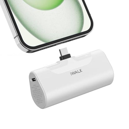 iWALK Portable Charger for iPhone 18/17/16/15 USB-C Small Power Bank 20W 4,500mAh Fast Charging Battery Pack Compatible with iPhone 15/16/17 Plus/18 Pro Max, Samsung Galaxy S25/S24/S23 Android - color: White