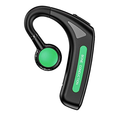 Open Ear Headphones Bluetooth Single Bone Conduction Wireless Earbuds with Earhooks Microphone Earphones Waterproof Long Battery Life Earpiece for Workout Sports Running Android iOS Non Ear Plug Green - color: Green