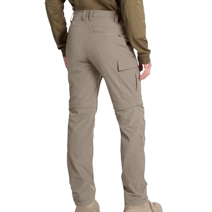 Mens Cargo Pants Convertible Zip-Off Waterproof Work Pants Lightweight with Multi Pockets Stretch Tactical Hiking Pant - color: 11#camel, size: Large