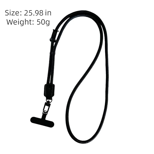 Phone Leather Lanyard with Tabs,Adjustable Anti Theft Phone Crossbody Strap for iPhone and Smartphone,Purse - color: Black