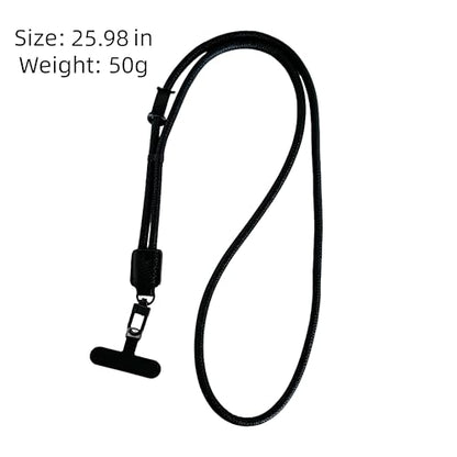 Phone Leather Lanyard with Tabs,Adjustable Anti Theft Phone Crossbody Strap for iPhone and Smartphone,Purse - color: Black